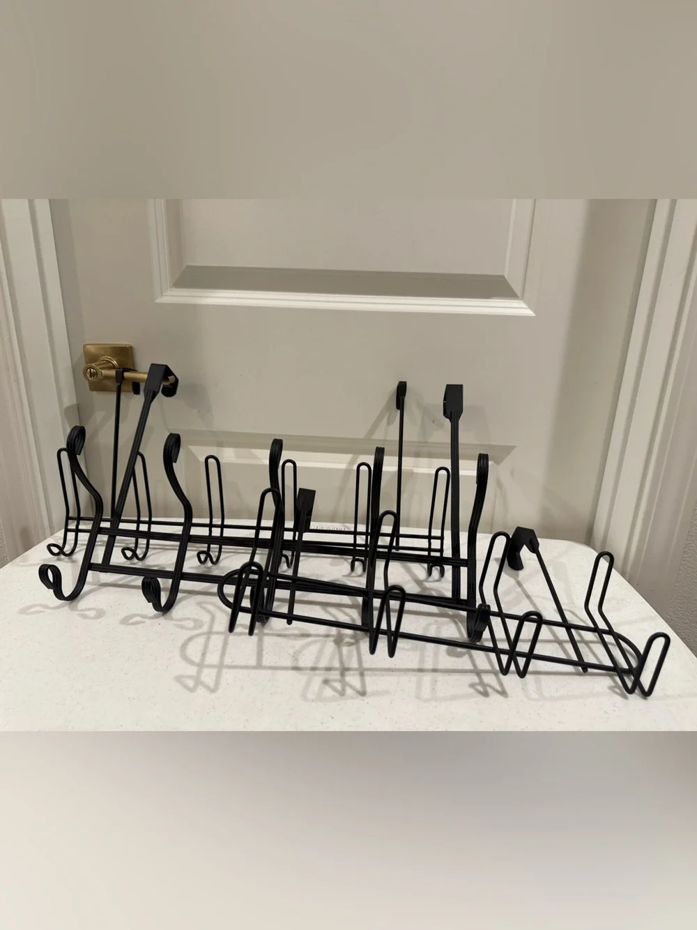 Black Metal Over-the-Door Hook Rack Trio ~ Sleek Over the Door Organizer